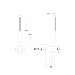 304 Stainless Steel Pencil Handset Shower with Water Outlet