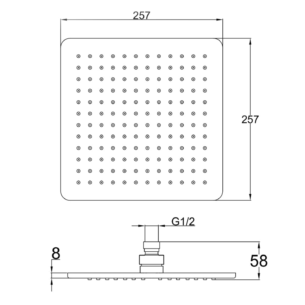 HIX Shower-Head Technical Drawing