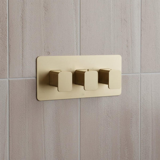 3 Outlet Gold Concealed Thermostatic Shower Valve 1200
