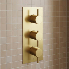 3 Outlet Portrait Concealed Shower Valve - Brushed Brass in Ireland