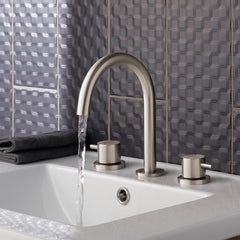 Brushed stainless steel 3 hole basin mixer tap -Tapron