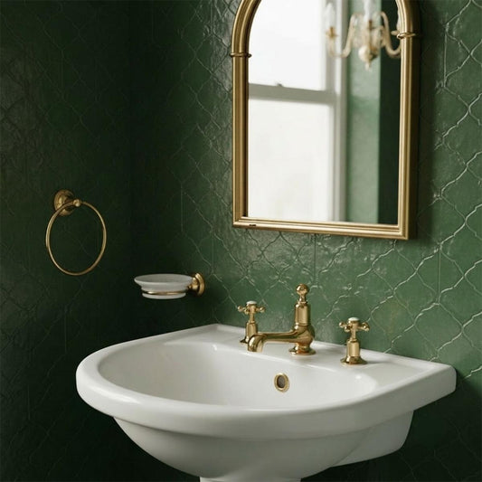 3 hole deck mounted basin tap polished gold - Ireland 1200