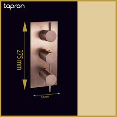 Brushed Bronze 3 outlet thermostatic shower valve - Dimension