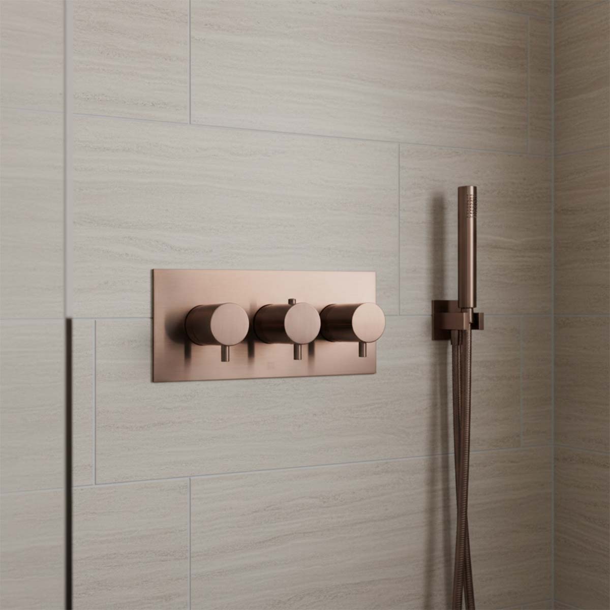 3 way concealed thermostatic shower valve - bronze Ireland 