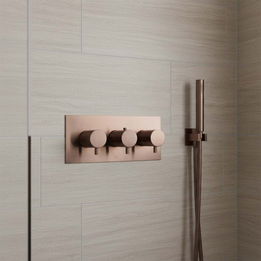 3 way concealed thermostatic shower valve - bronze Ireland 