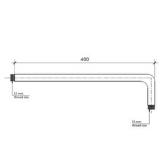 400mm brass shower arm - Technical drawing