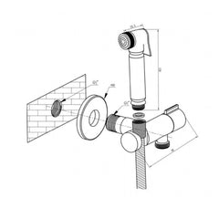 Thermostatic Douche Spray Kit - Chrome Finish LP 0.2[550] Technical Drawing