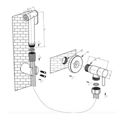 Douche shower spray - Technical drawing
