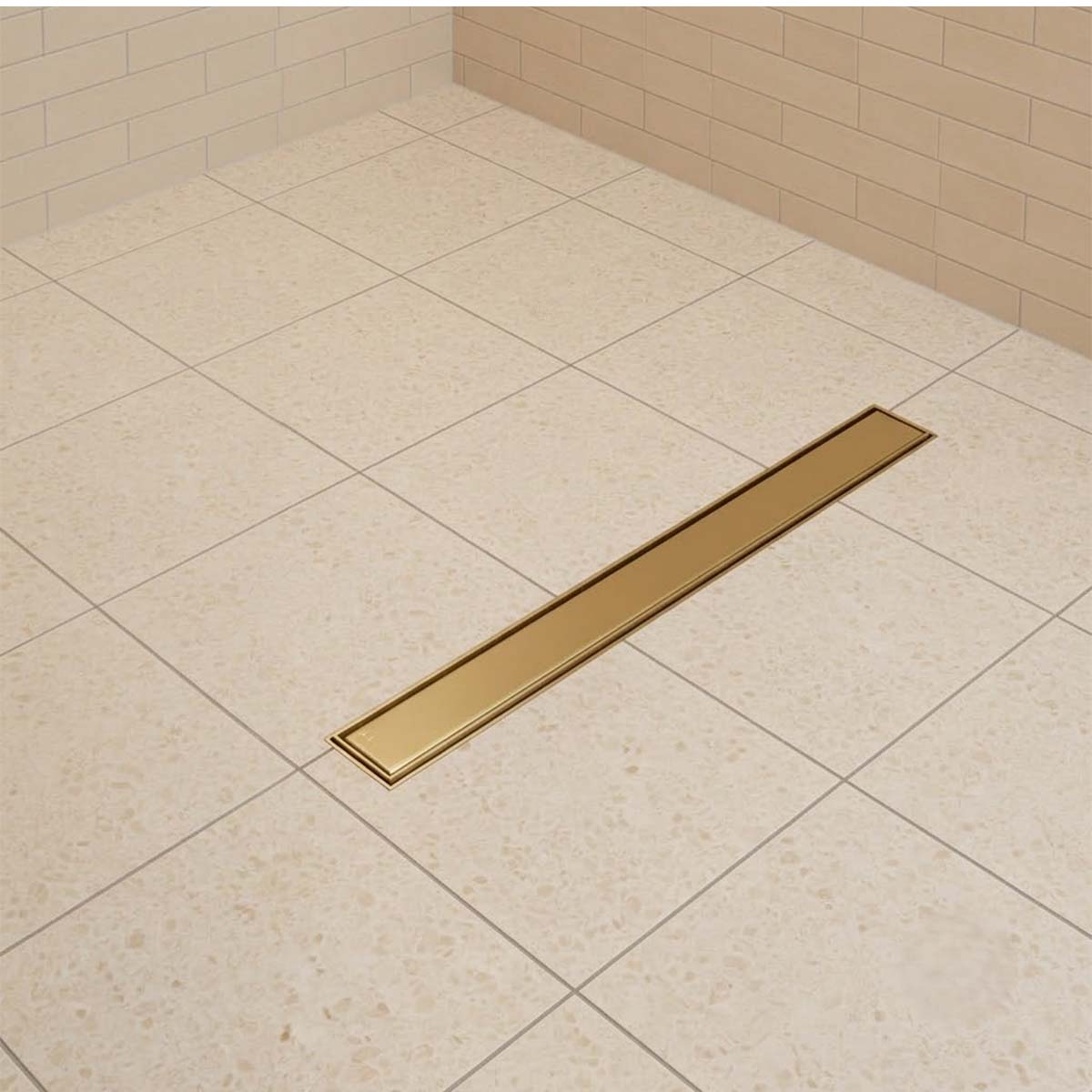 600mm brushed brass linear shower drain