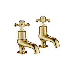 Deck-Mounted Traditional Bath Pillar Taps - Polished Gold