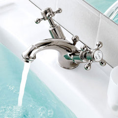 Traditional basin mixer tap with pop up waste - Brushed Nickel