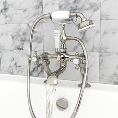 Nickel bath mixer tap with shower kit