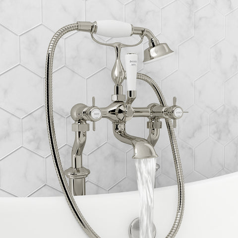 Traditional Freestanding Bath Mixer Tap with Shower Kit – Nickel