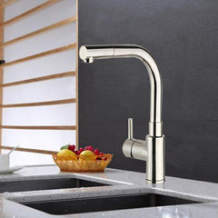 Brushed stainless steel pull out kitchen tap