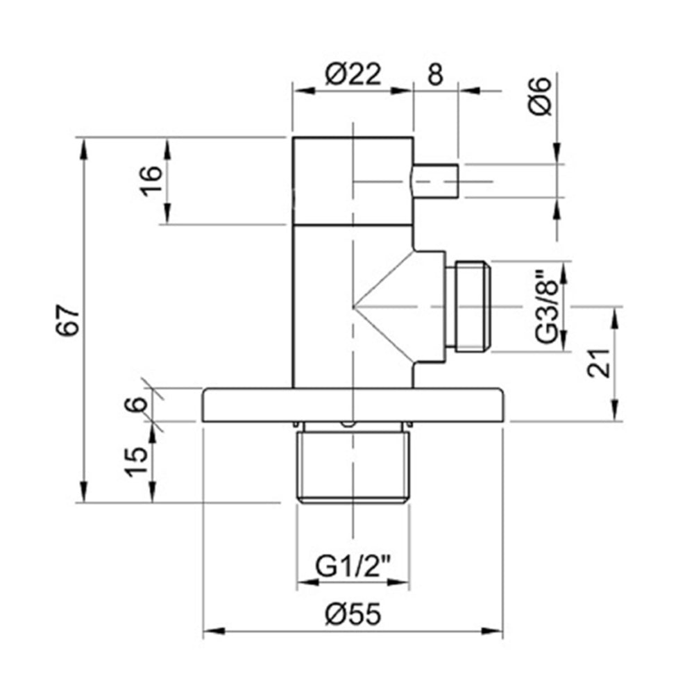 Brushed Stainless Steel Angled On/Off Valve