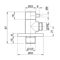 Brushed Stainless Steel Angled On/Off Valve