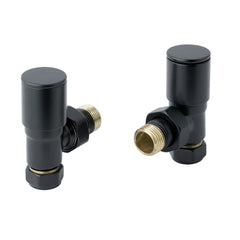 VOS Angled Radiator Valve Pair - Matt Black