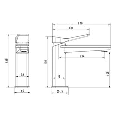 Bathroom sink tap - Technical drawing