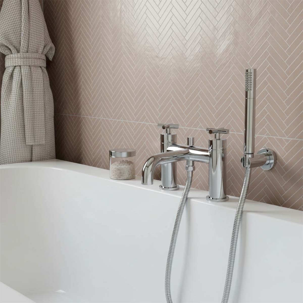 Bath Shower Mixer Tap with Shower Kit - Chrome