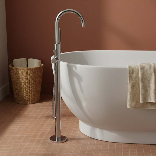 Floorstanding Bath Shower Mixer with Shower Kit - Chrome 1200