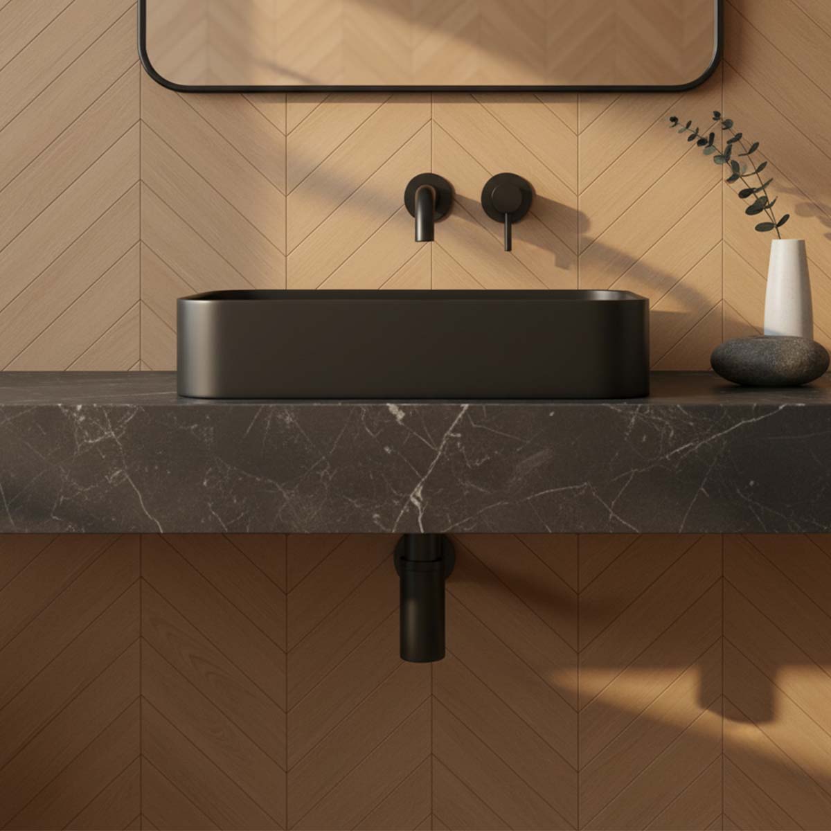 Bathroom Sink Waste Trap - Matt Black