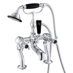 Black crosshead bath mixer with shower handset