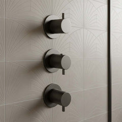 Brushed Black Concealed 3 Handles 3 Outlets Thermostatic Shower Mixer Valve