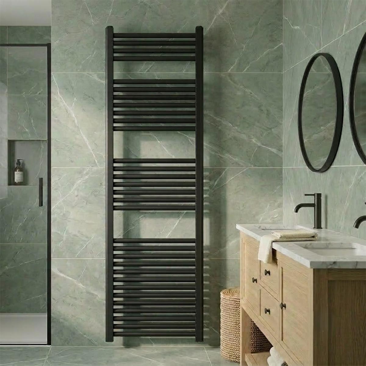 Black Dual Fuel Towel Rail 1600mm X 500mm