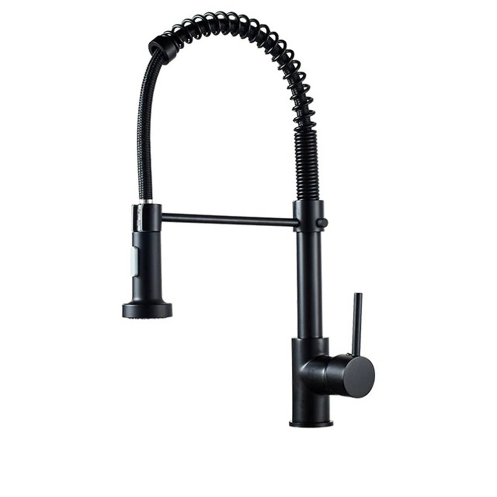 black kitchen mixer tap with pull out spray