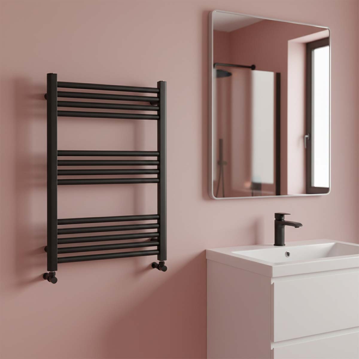 Black Ladder Towel Rail 800 x 600mm