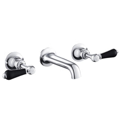 Black Lever 3-Hole Basin Mixer Tap - Chrome