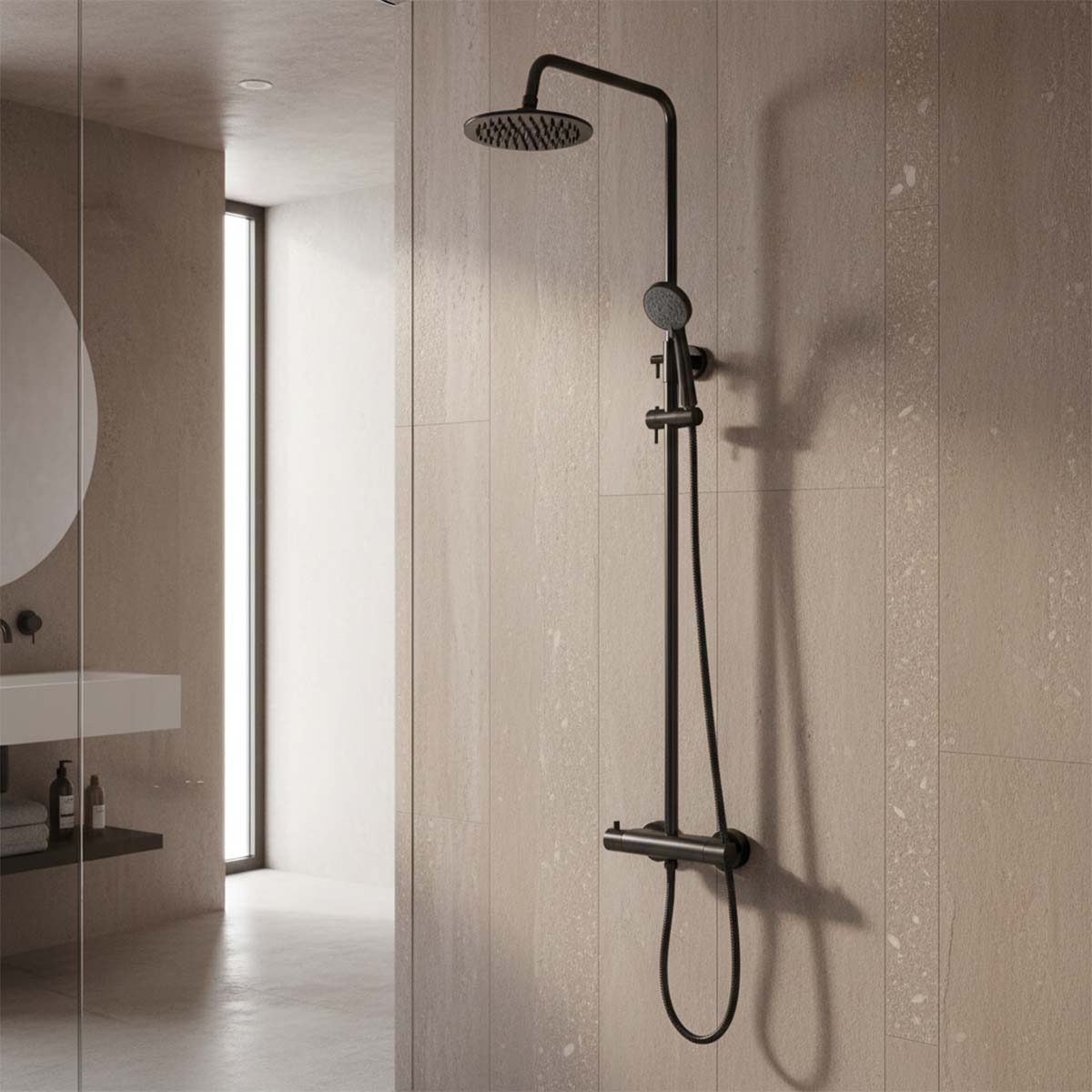 Black Shower Mixer Kit with Exposed Shower Valve - Ireland 