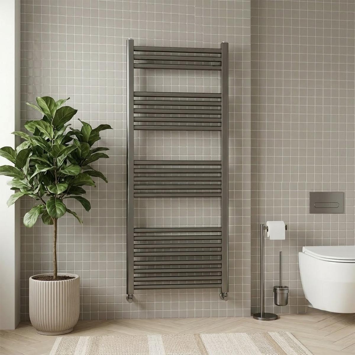 Black Towel Radiator 1200 X 600 - Brushed Black