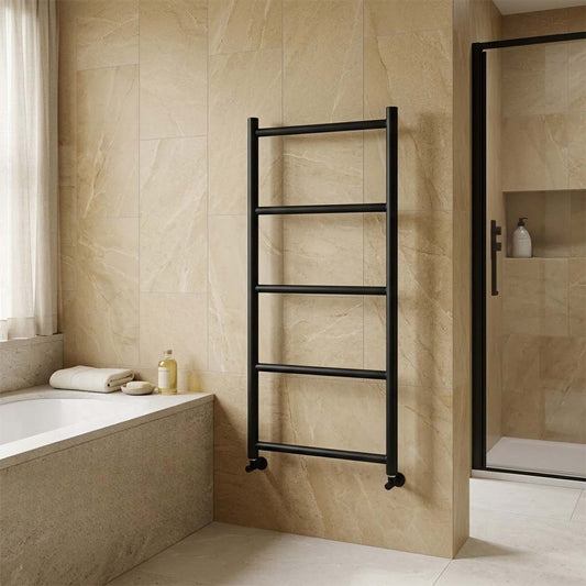 Black Towel Rail Radiator 800mm x 500mm - Dual Fuel 1200