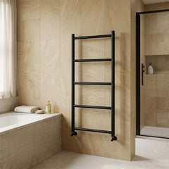 Black Towel Rail Radiator 800mm x 500mm - Dual Fuel