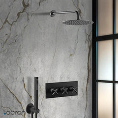 Black concealed shower valve for 2 outlets horizontal