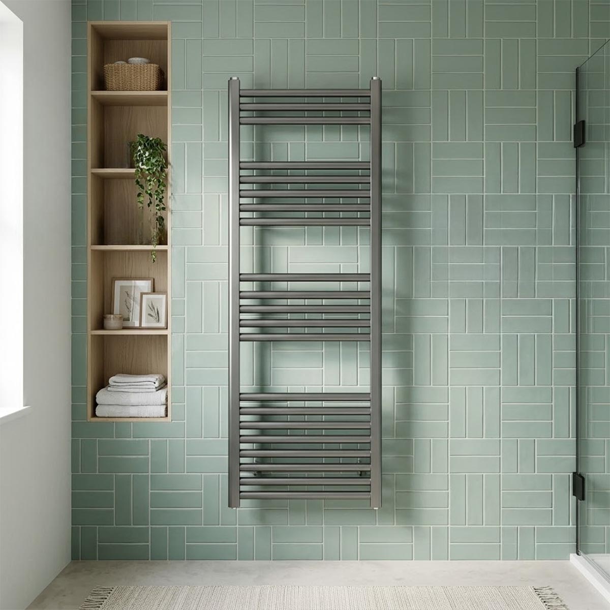 Black  dual fuel heated towel rail  radiator 1200mm 