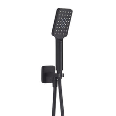 HIX Square Outlet Elbow with Hose and Shower Handset  Matt Black-Tapron