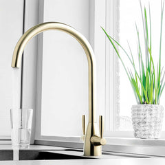 Gold long swivel spout kitchen tap