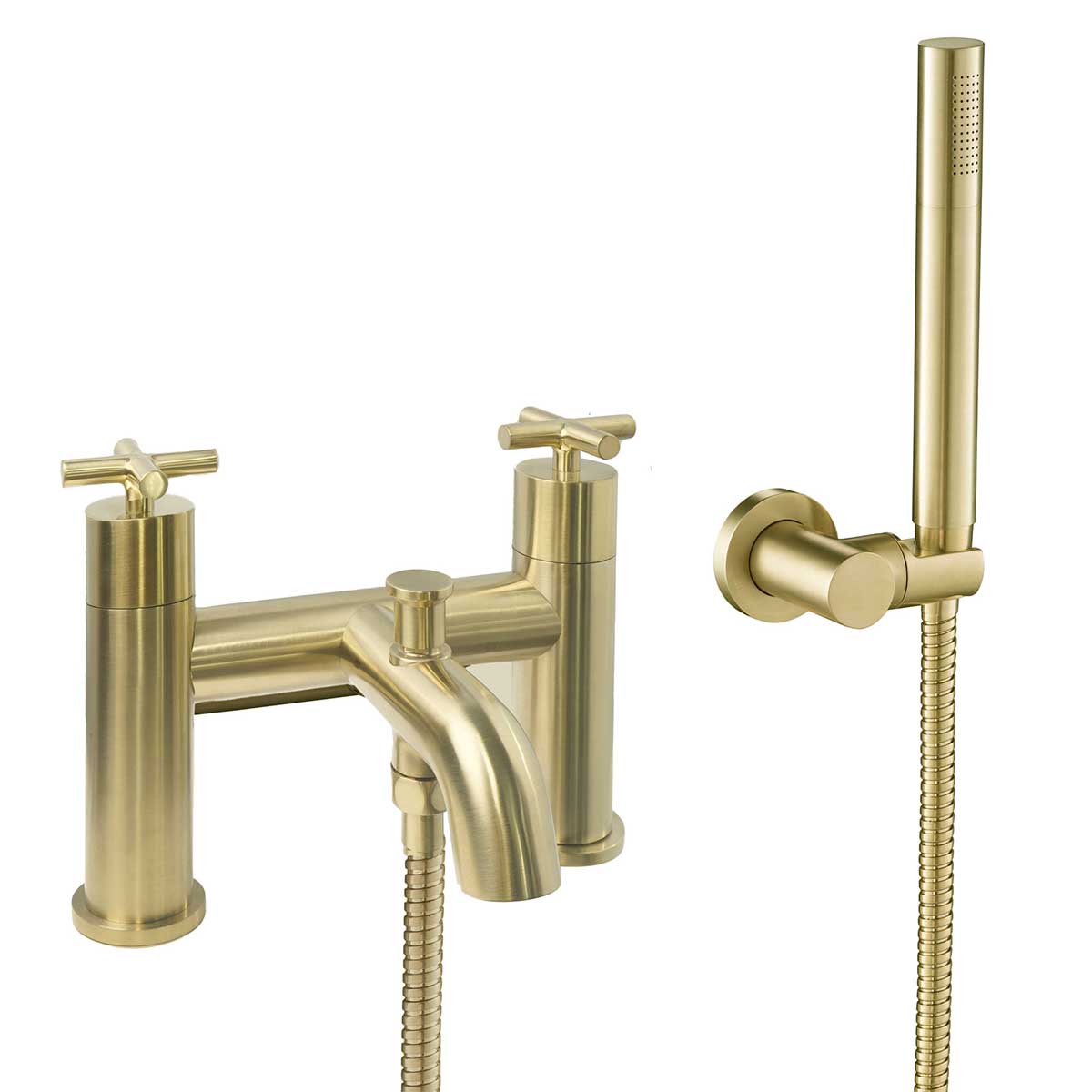 Brass Bath Shower Mixer with Handset - Brushed Brass