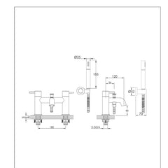 Brass Bath Shower Mixer with Handset 