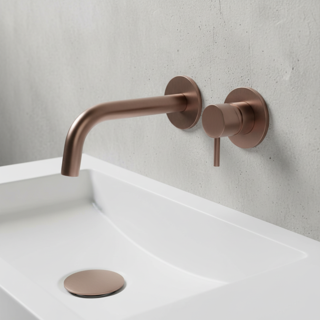 Bronze 2-hole wall mounted basin mixer tap