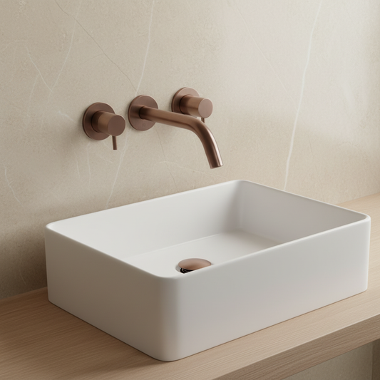 Bronze 3 hole wall mounted basin tap