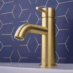 Brushed brass mono basin mixer tap
