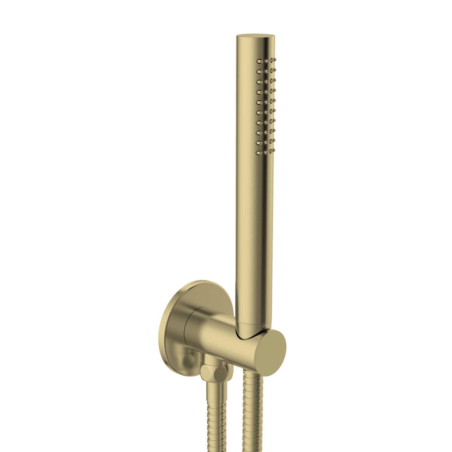 Brushed Gold Shower Handset with Holder and Metal Hose [23ROUND/WS/BBR]