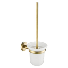 toilet brush holder set brushed brass and glass