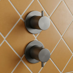 Brushed BlackThermostatic Concealed 2 Outlet Shower Valve with 2 Dials - in Ireland