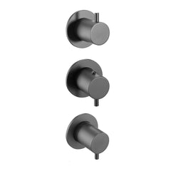 Brushed Black Concealed 3 Handles 3 Outlets Shower Mixer Valve