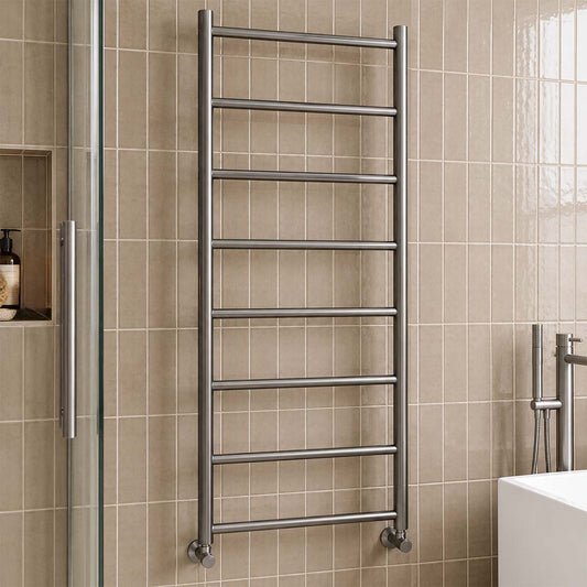 Brushed Black Dual Fuel Heated Towel Rail Radiator 1200mm x 500mm  1200