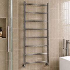 Brushed Black Dual Fuel Heated Towel Rail Radiator 1200mm x 500mm 